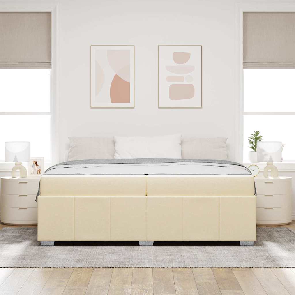 vidaXL Ramka łóżka z materacem Kremowy 200 x 200 cm tkanina