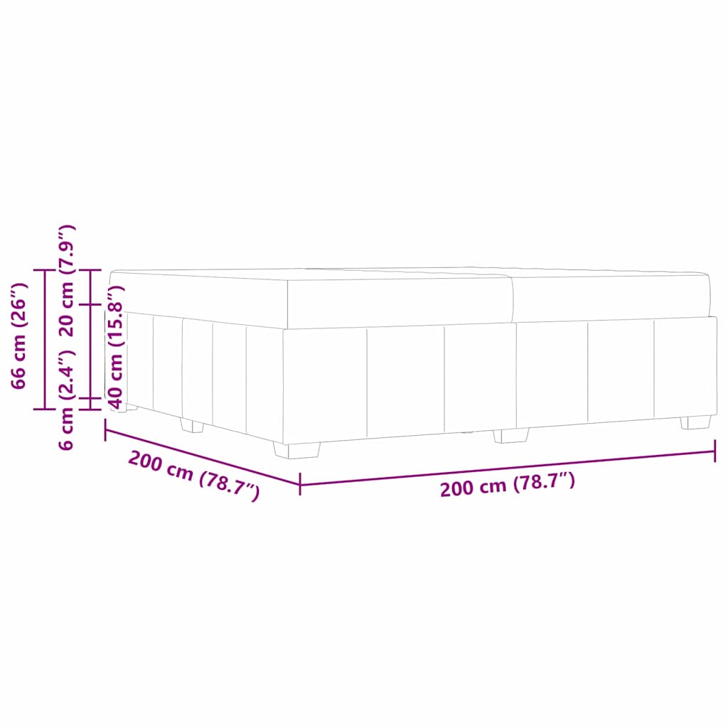 vidaXL Ramka łóżka z materacem Niebieski 200 x 200 cm tkanina