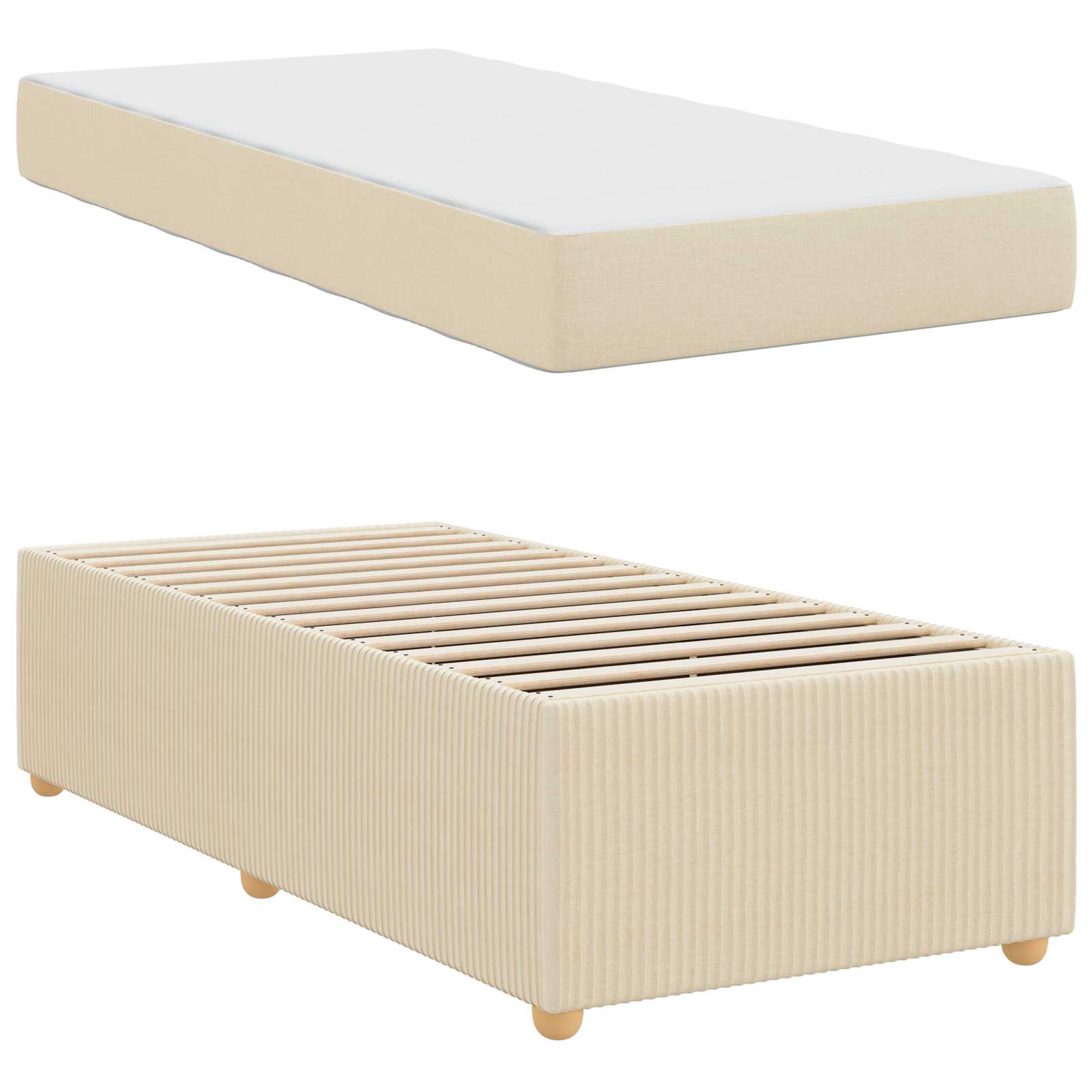 vidaXL Ramka łóżka z materacem Kremowy 80 x 200 cm tkanina