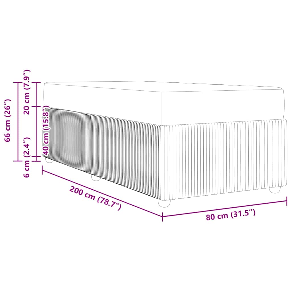 vidaXL Ramka łóżka z materacem Ciemnoszary 80 x 200 cm tkanina