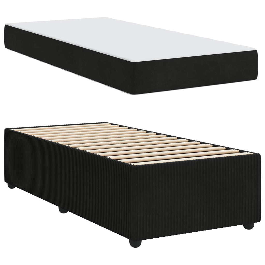 vidaXL Ramka łóżka z materacem Czarny 80 x 200 cm tkanina