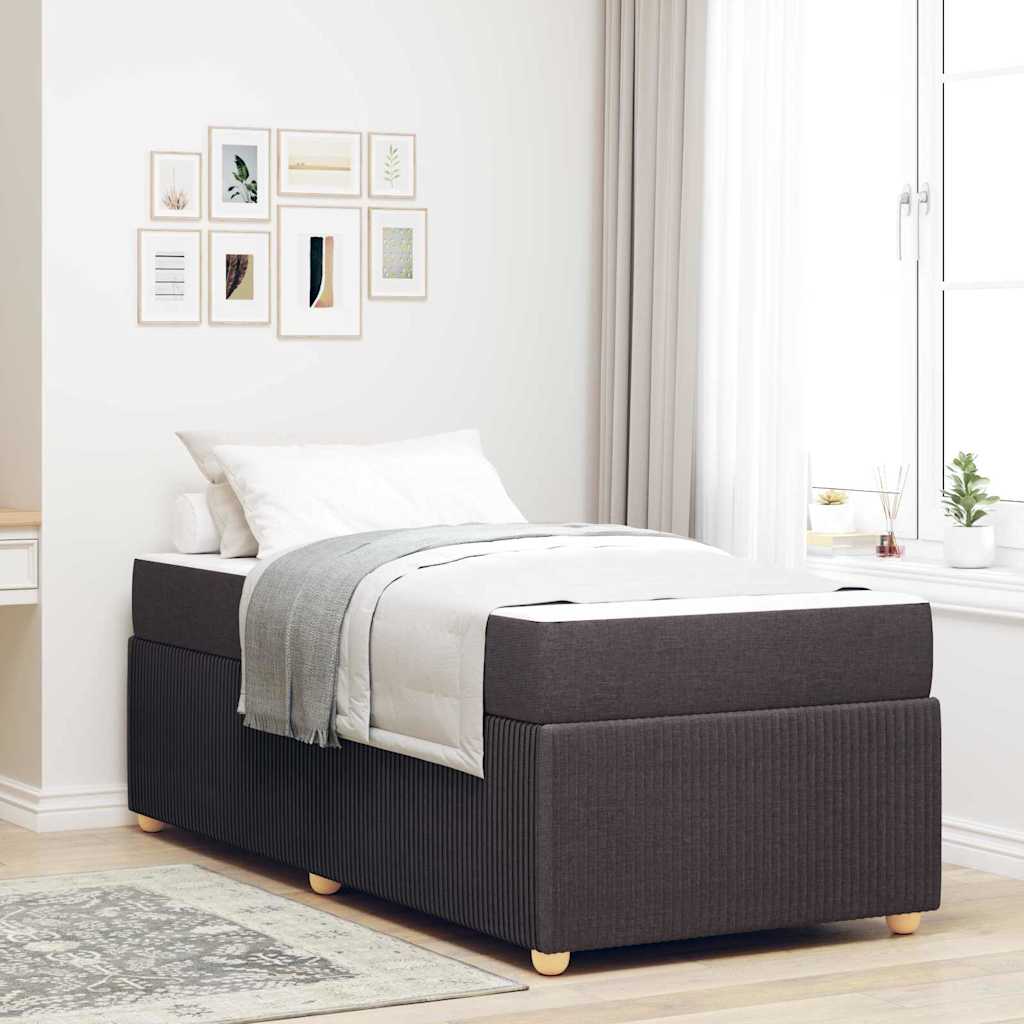 vidaXL Ramka łóżka z materacem Ciemny brąz 90 x 190 cm tkanina