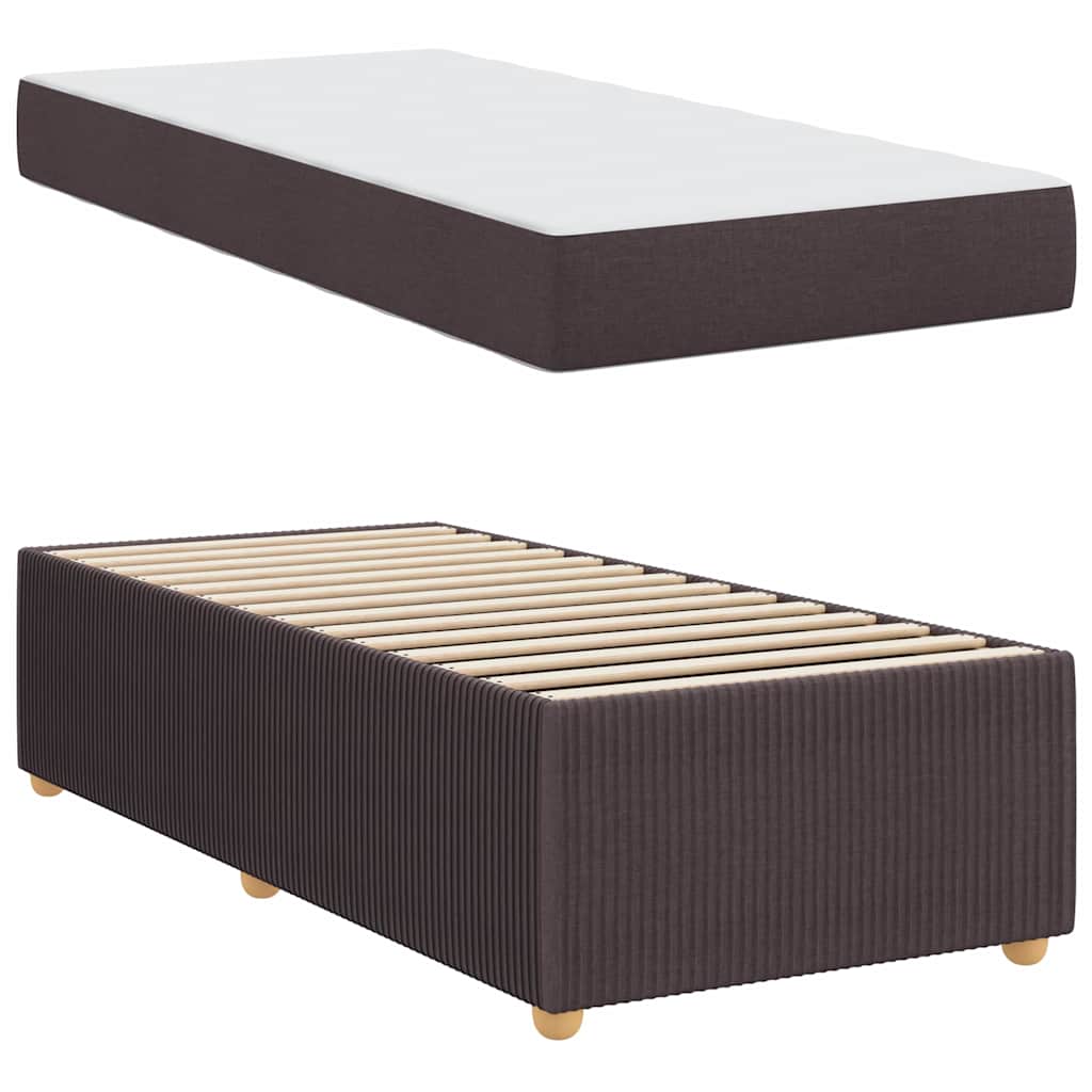 vidaXL Ramka łóżka z materacem Ciemny brąz 90 x 190 cm tkanina
