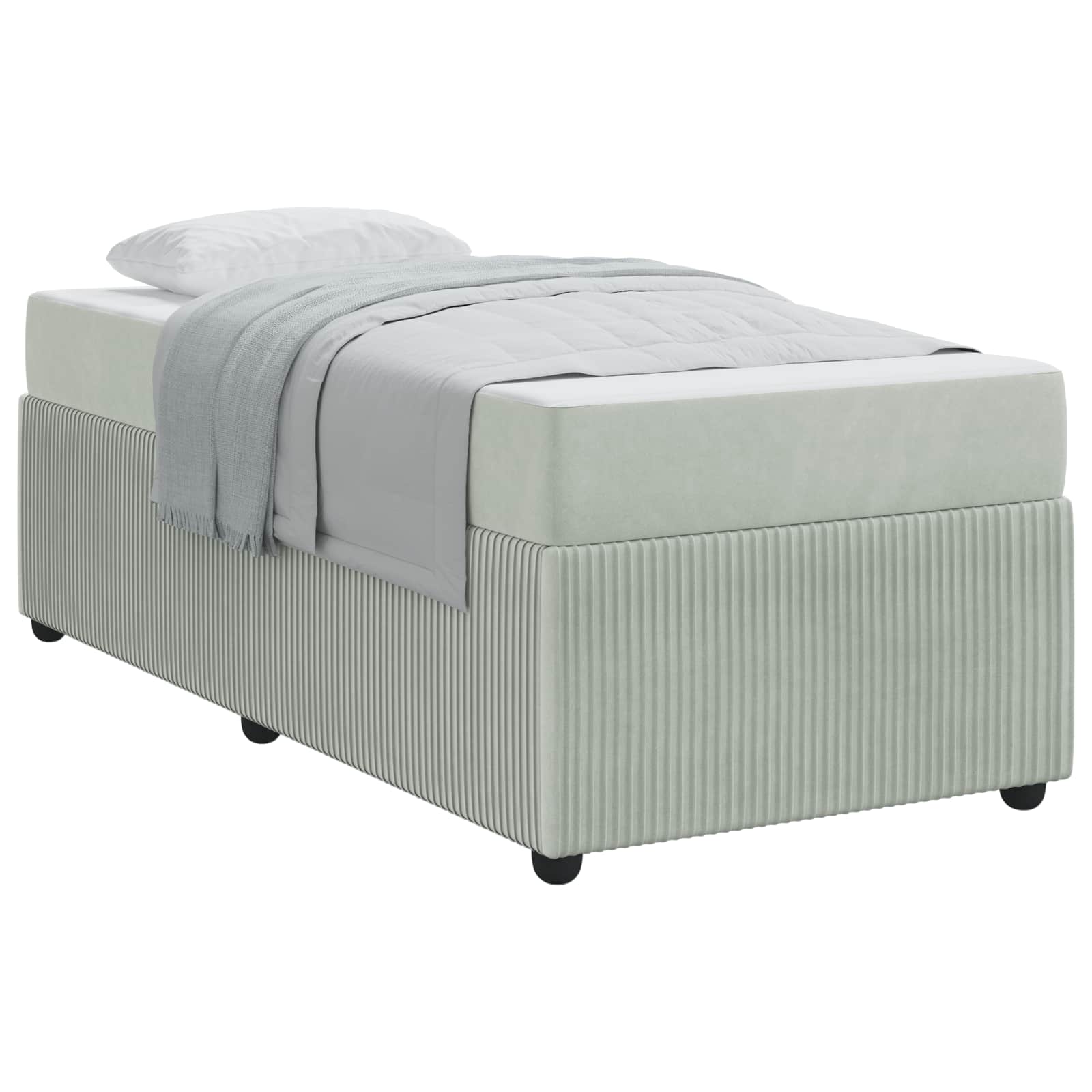vidaXL Ramka łóżka z materacem Jasnoszary 90 x 190 cm tkanina