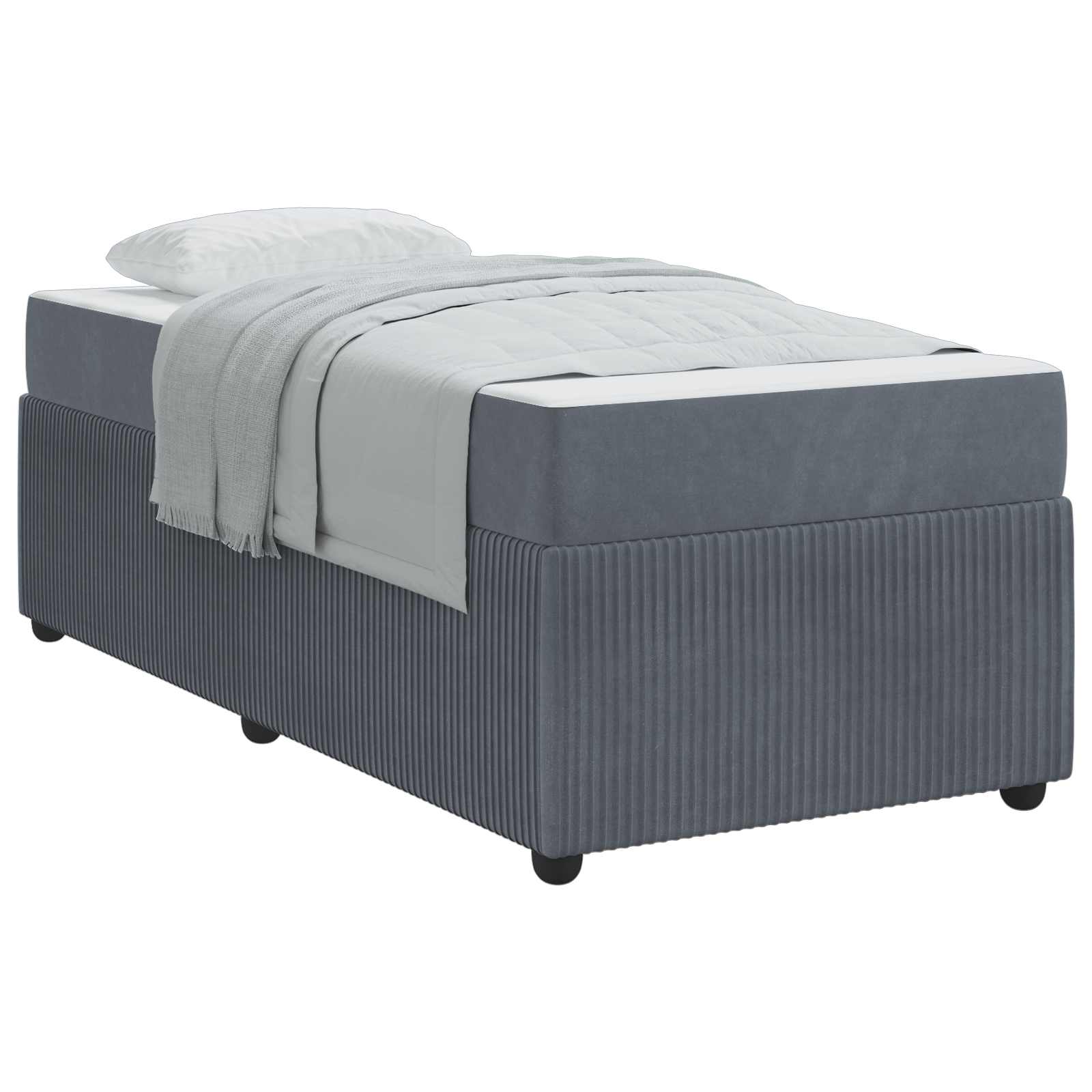 vidaXL Ramka łóżka z materacem Ciemnoszary 90 x 190 cm tkanina