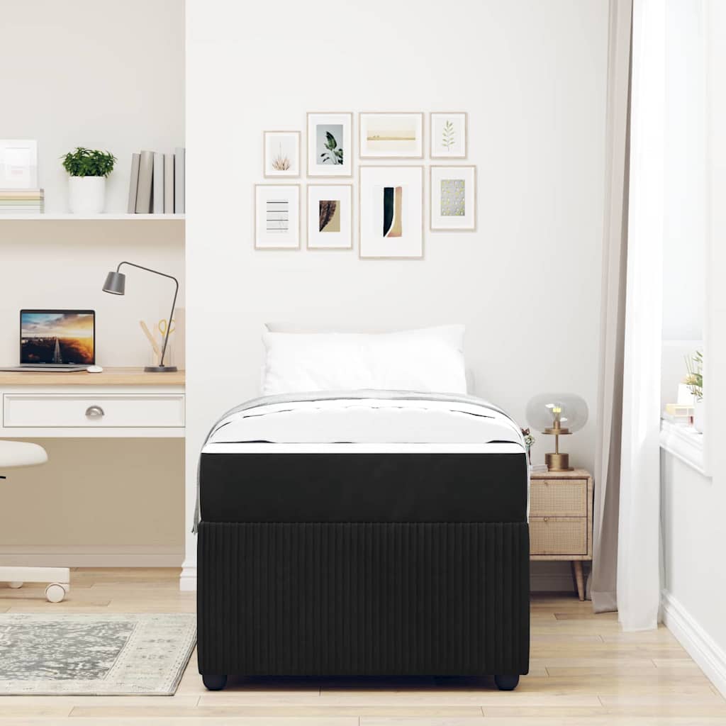 vidaXL Ramka łóżka z materacem Czarny 90 x 190 cm tkanina