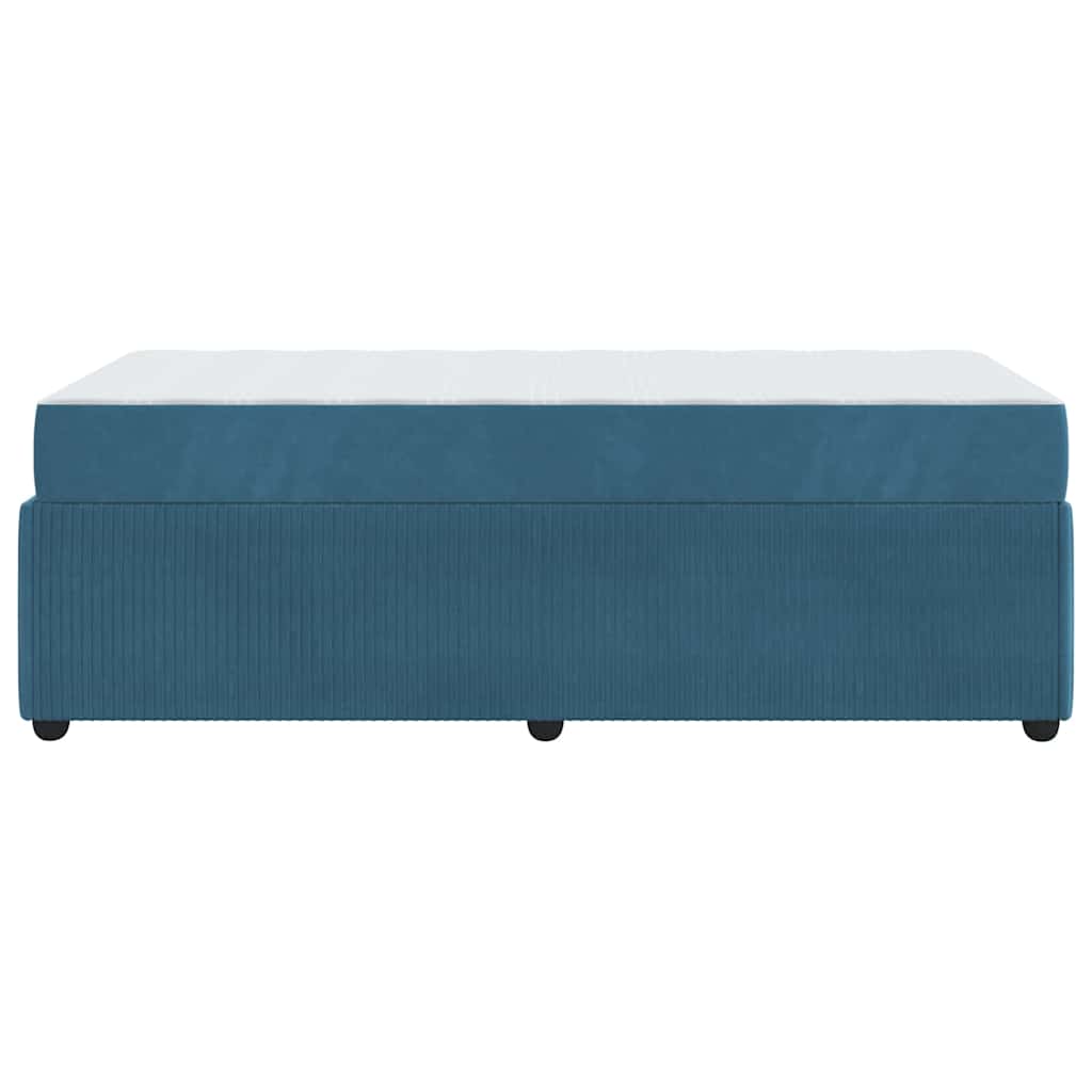 vidaXL Ramka łóżka z materacem Niebieski 90 x 190 cm tkanina