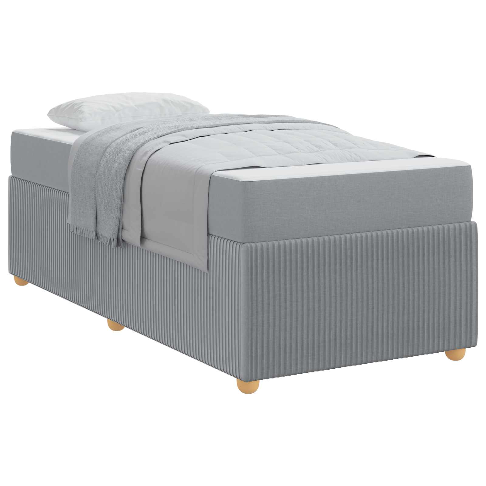 vidaXL Ramka łóżka z materacem Jasnoszary 90 x 200 cm tkanina