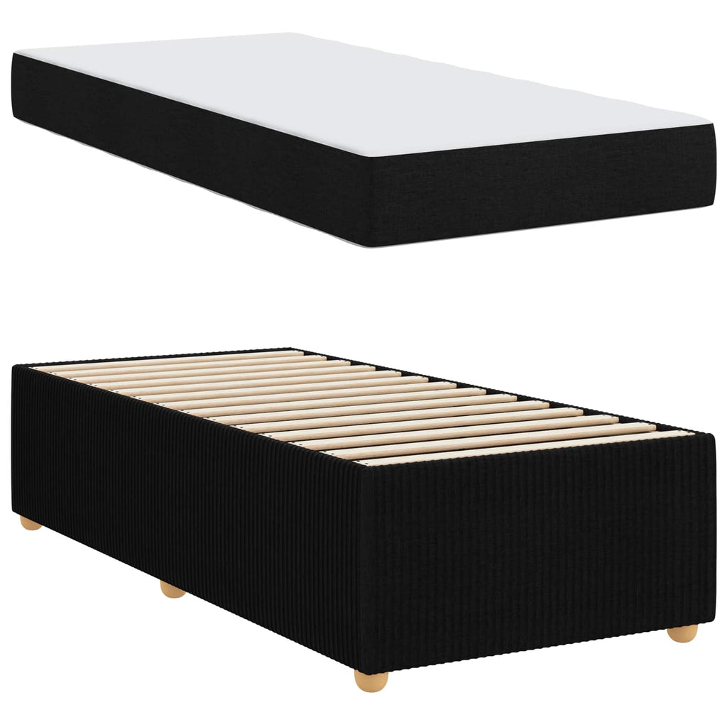 vidaXL Ramka łóżka z materacem Czarny 90 x 200 cm tkanina