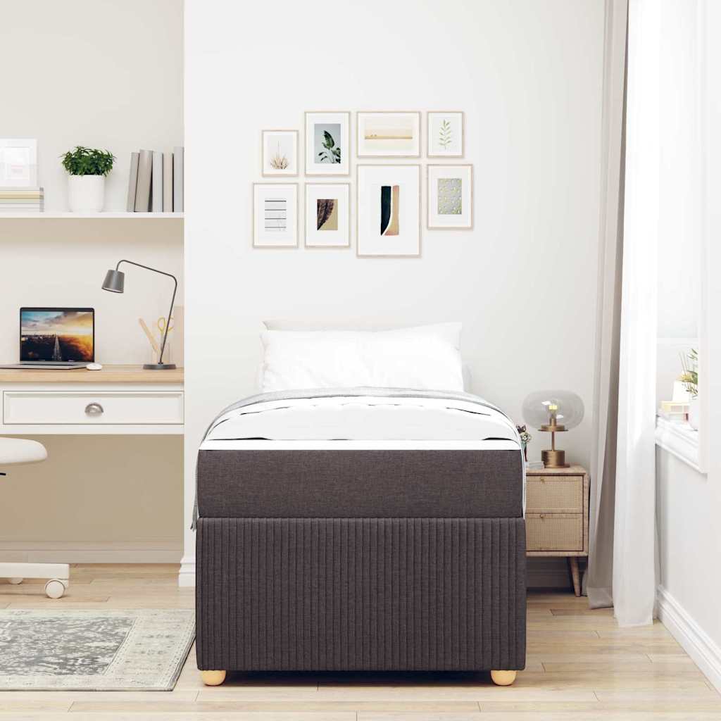 vidaXL Ramka łóżka z materacem Ciemny brąz 90 x 200 cm tkanina
