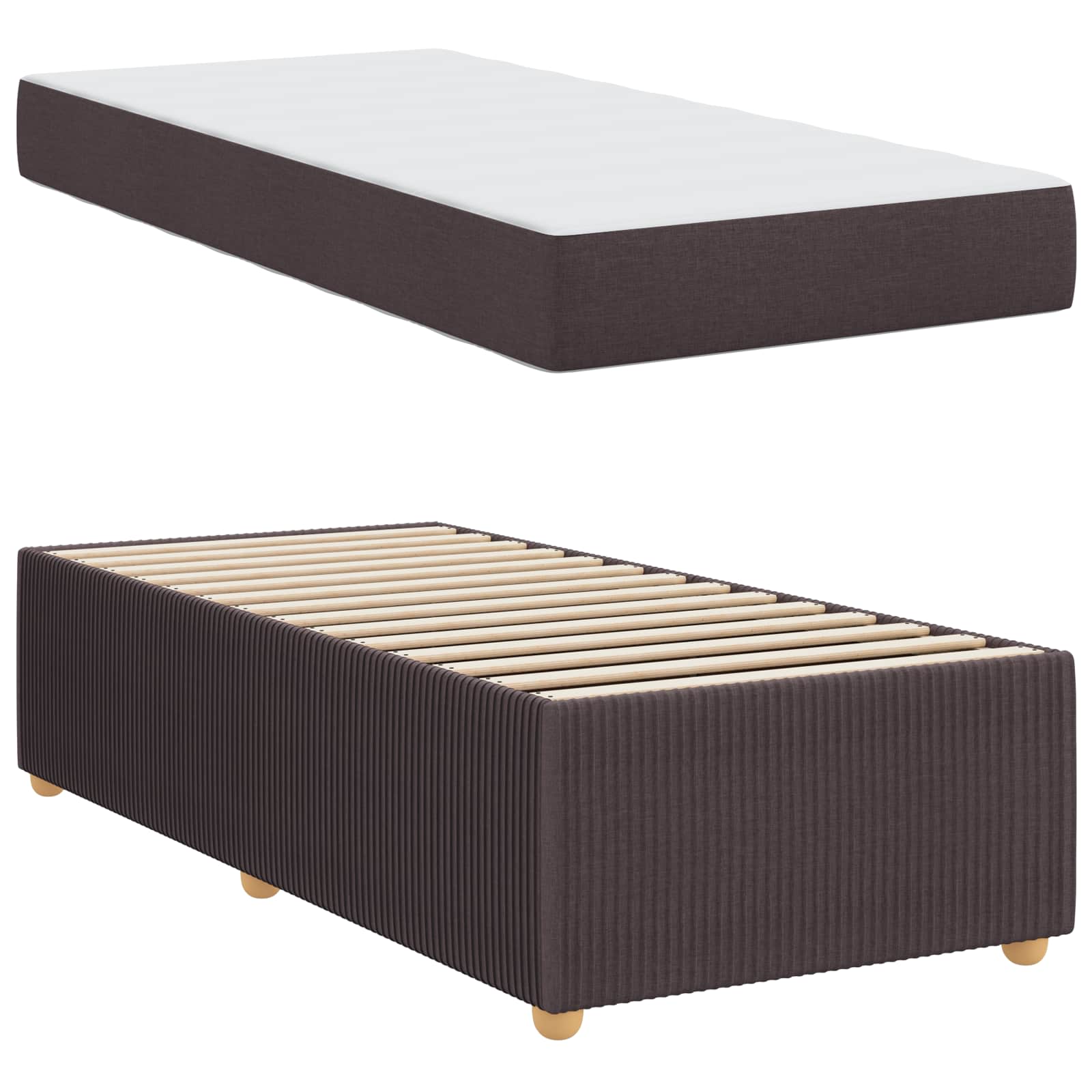 vidaXL Ramka łóżka z materacem Ciemny brąz 90 x 200 cm tkanina