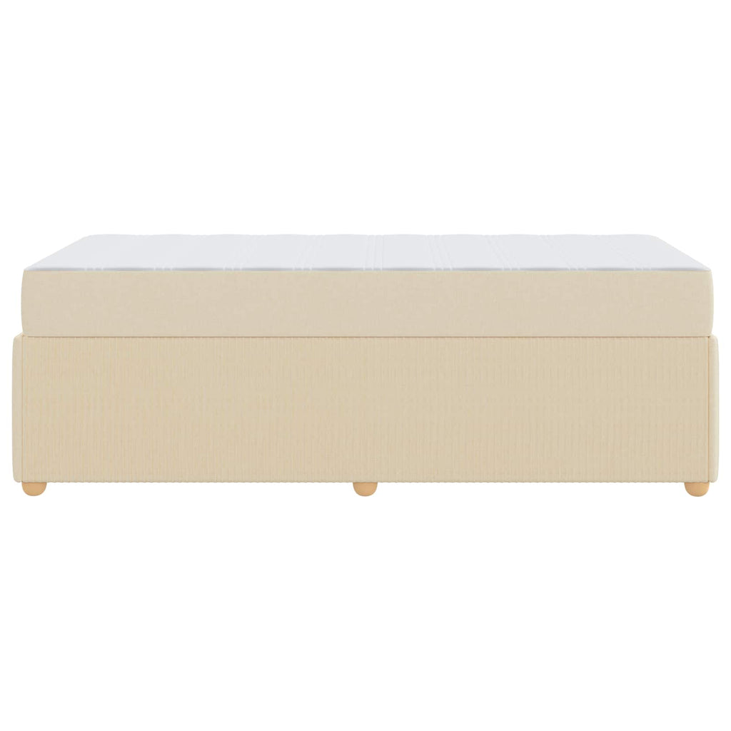 vidaXL Ramka łóżka z materacem Kremowy 90 x 200 cm tkanina