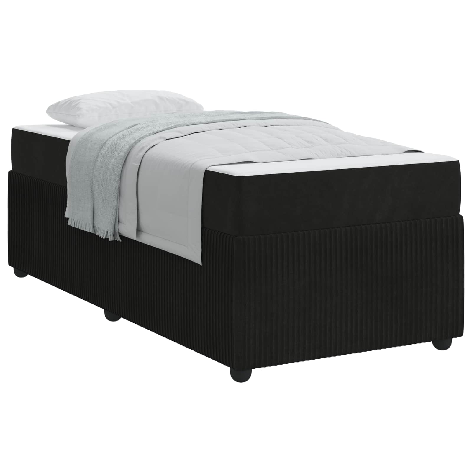 vidaXL Ramka łóżka z materacem Czarny 90 x 200 cm tkanina