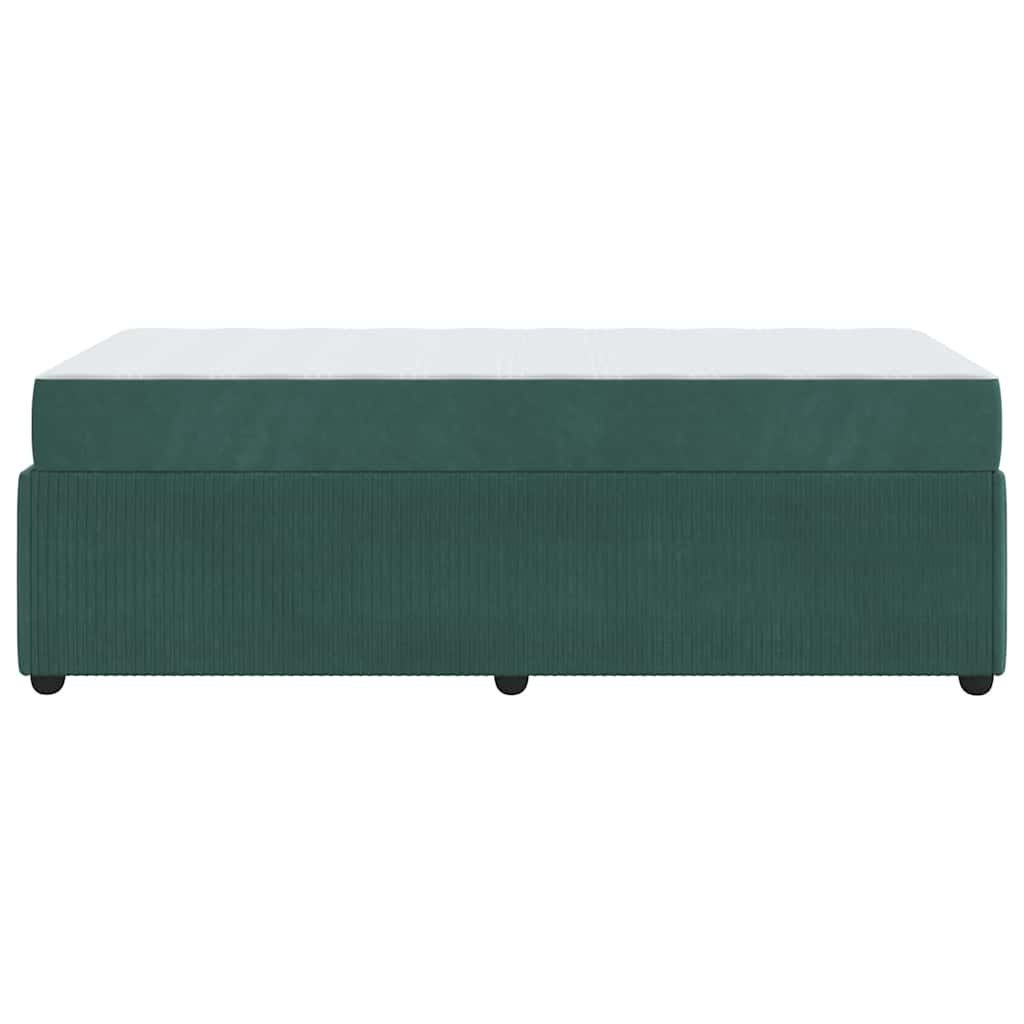 vidaXL Ramka łóżka z materacem Ciemna zieleń 90 x 200 cm tkanina