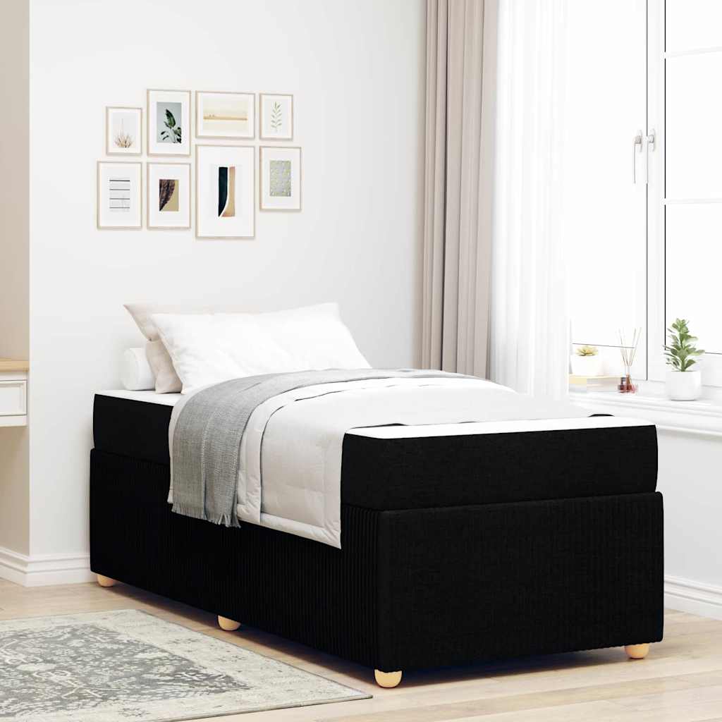 vidaXL Ramka łóżka z materacem Czarny 100 x 200 cm tkanina