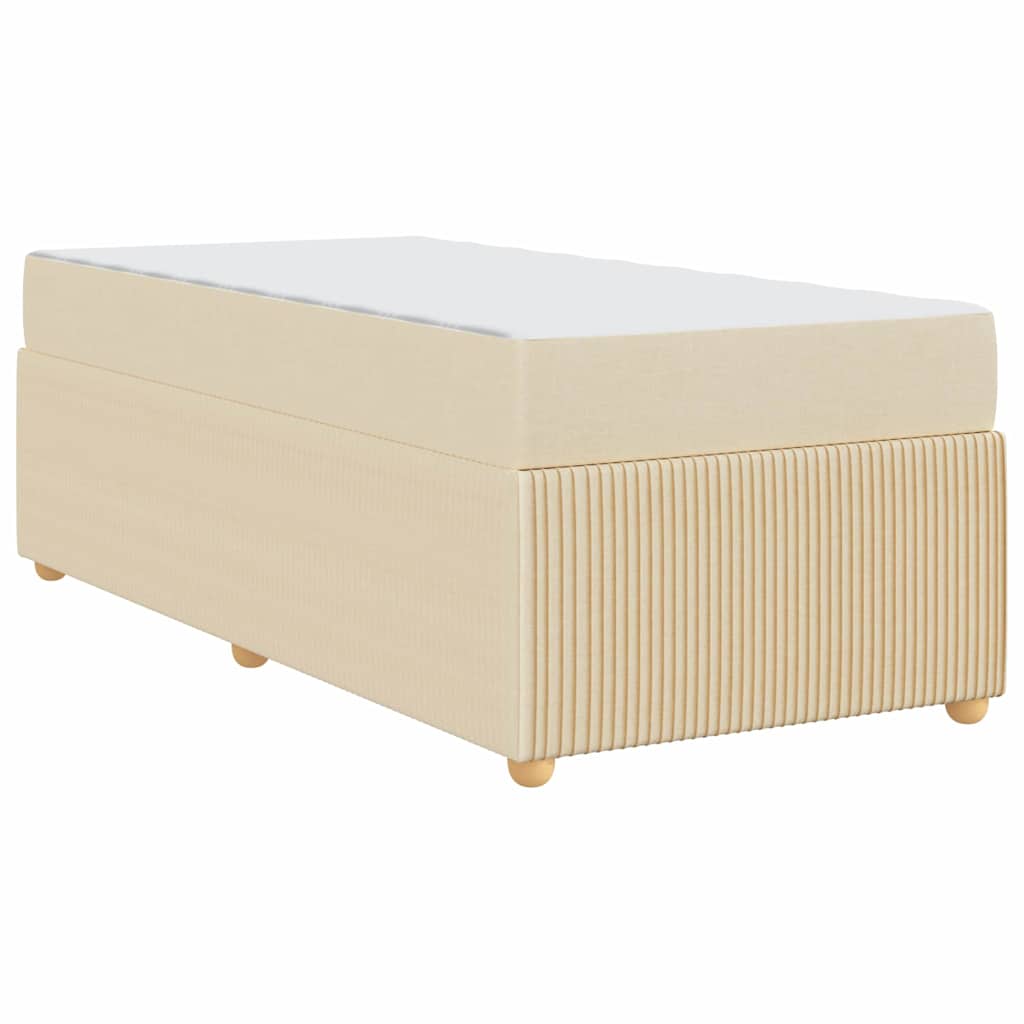 vidaXL Ramka łóżka z materacem Kremowy 100 x 200 cm tkanina
