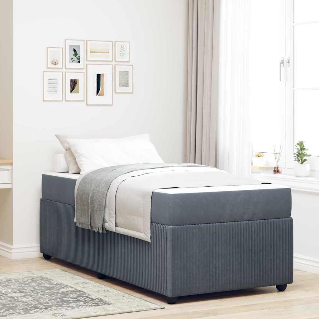 vidaXL Ramka łóżka z materacem Ciemnoszary 100 x 200 cm tkanina