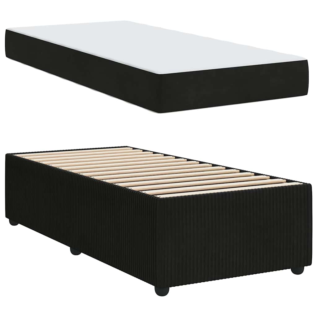 vidaXL Ramka łóżka z materacem Czarny 100 x 200 cm tkanina