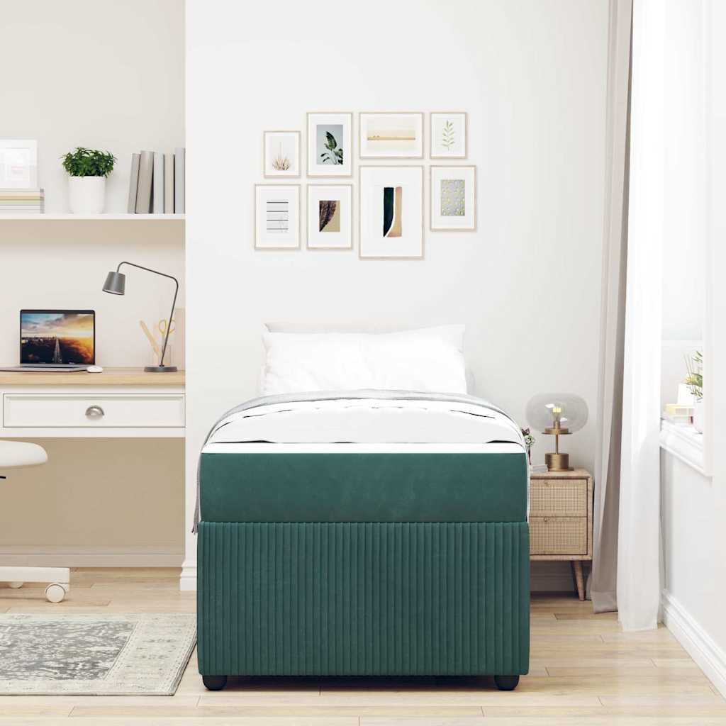 vidaXL Ramka łóżka z materacem Ciemna zieleń 100 x 200 cm tkanina