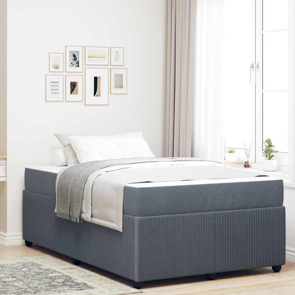 vidaXL Ramka łóżka z materacem Ciemnoszary 120 x 190 cm tkanina