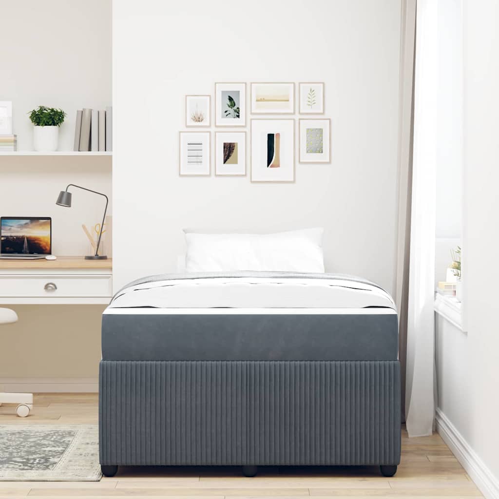 vidaXL Ramka łóżka z materacem Ciemnoszary 120 x 190 cm tkanina