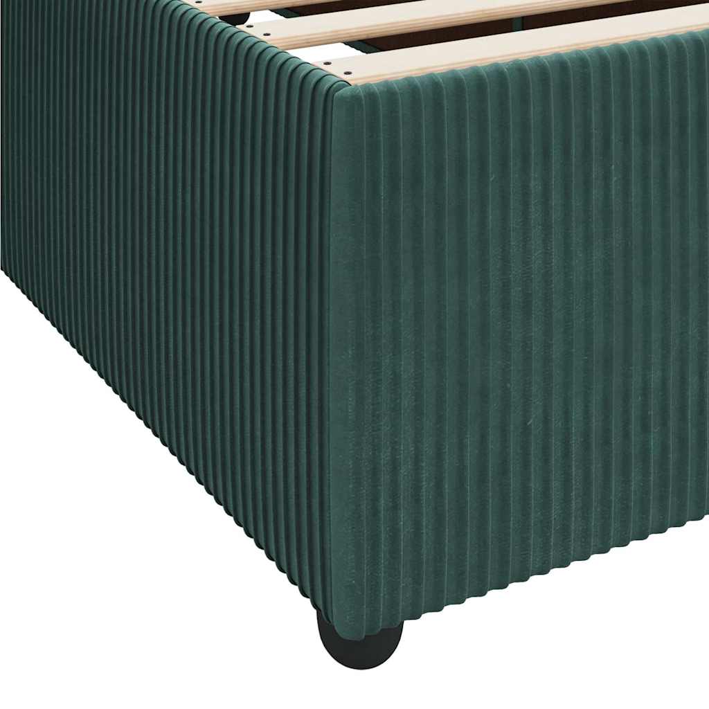 vidaXL Ramka łóżka z materacem Ciemna zieleń 120 x 190 cm tkanina