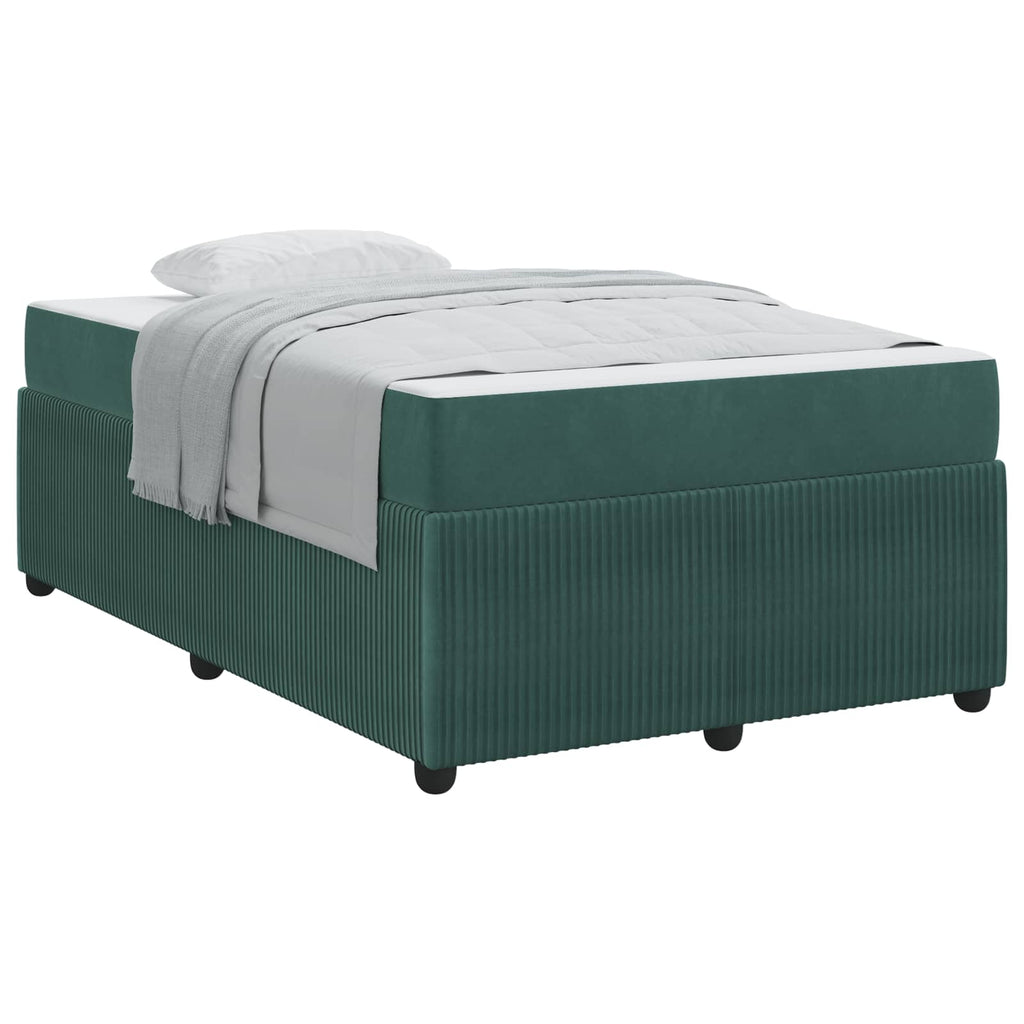 vidaXL Ramka łóżka z materacem Ciemna zieleń 120 x 190 cm tkanina