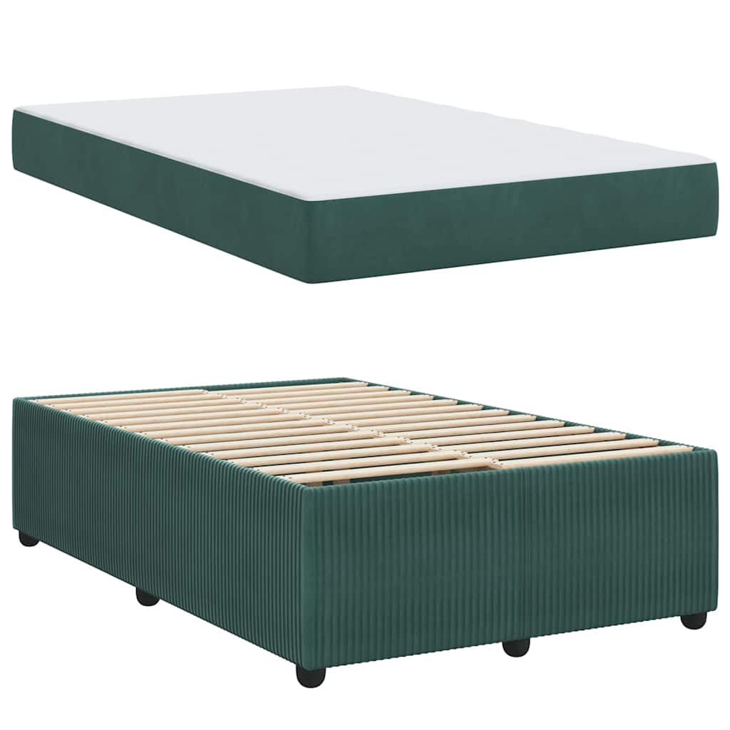 vidaXL Ramka łóżka z materacem Ciemna zieleń 120 x 190 cm tkanina