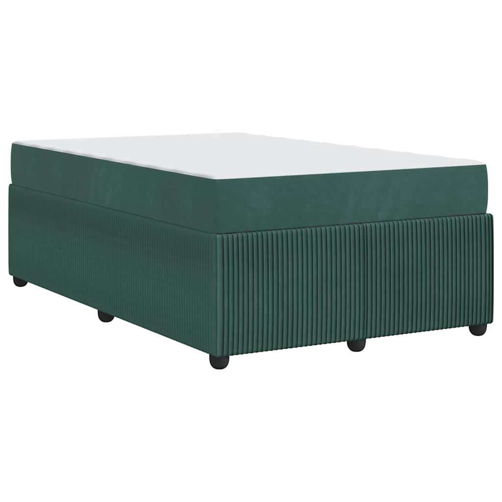 vidaXL Ramka łóżka z materacem Ciemna zieleń 120 x 190 cm tkanina
