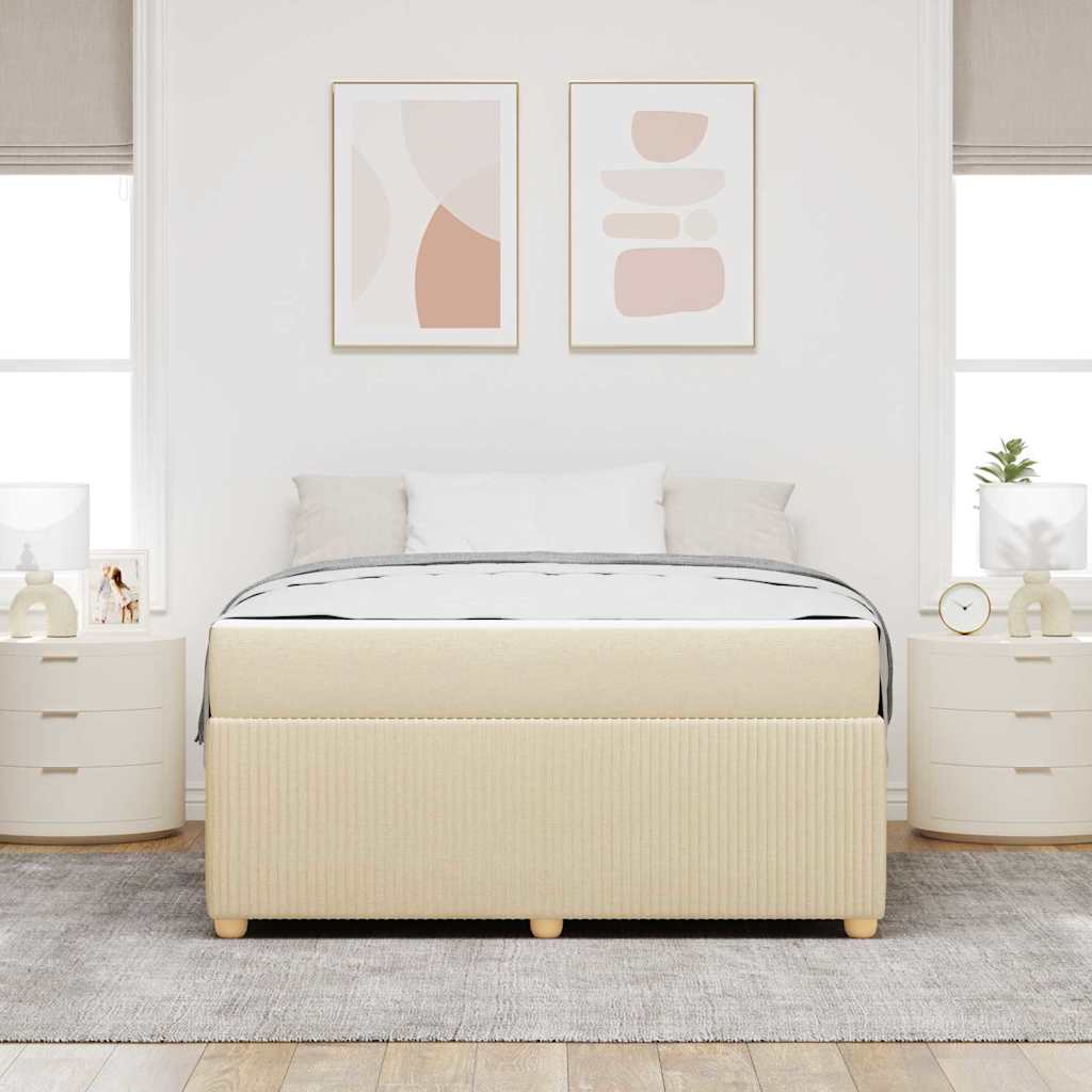vidaXL Ramka łóżka z materacem Kremowy 140 x 200 cm tkanina