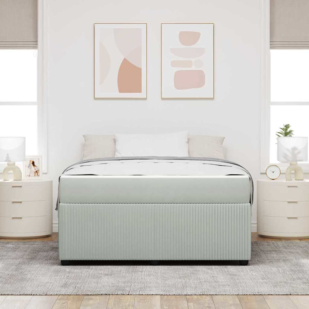 vidaXL Ramka łóżka z materacem Jasnoszary 140 x 200 cm tkanina