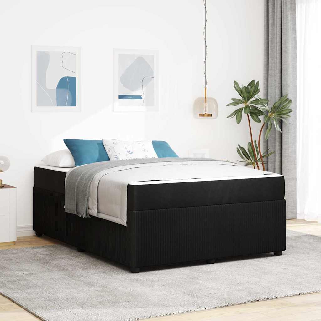 vidaXL Ramka łóżka z materacem Czarny 140 x 200 cm tkanina
