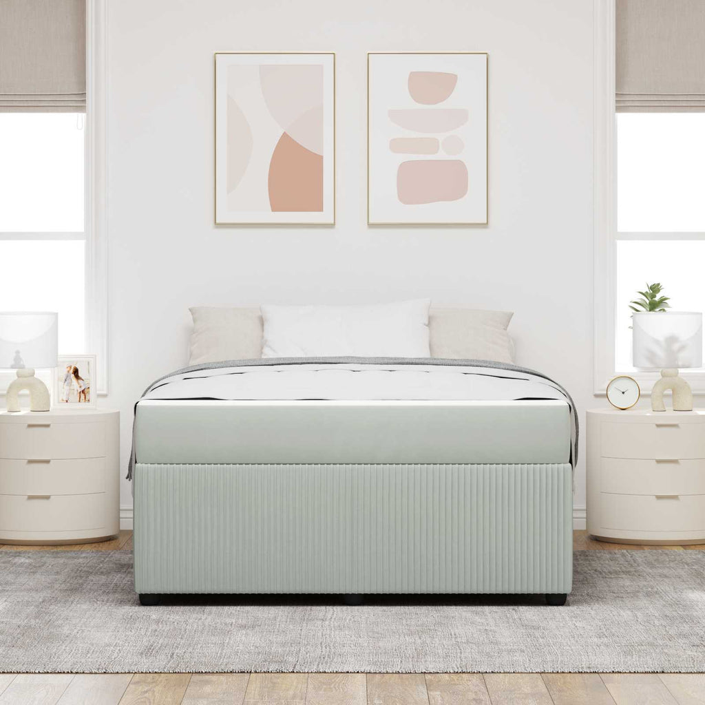 vidaXL Ramka łóżka z materacem Jasnoszary 160 x 200 cm tkanina