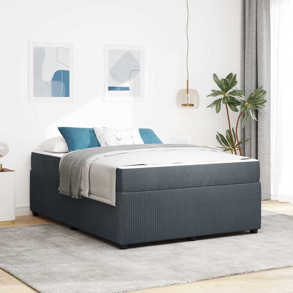vidaXL Ramka łóżka z materacem Ciemnoszary 160 x 200 cm tkanina