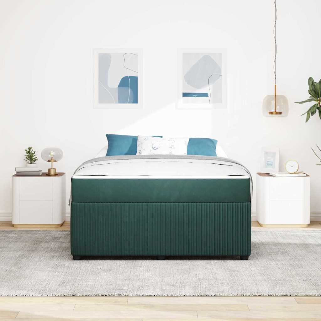vidaXL Ramka łóżka z materacem Ciemna zieleń 160 x 200 cm tkanina