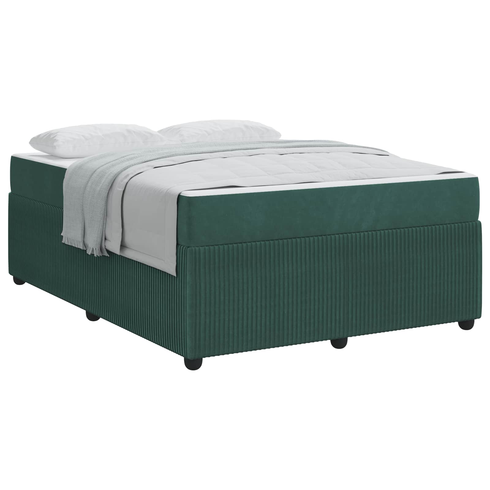 vidaXL Ramka łóżka z materacem Ciemna zieleń 160 x 200 cm tkanina