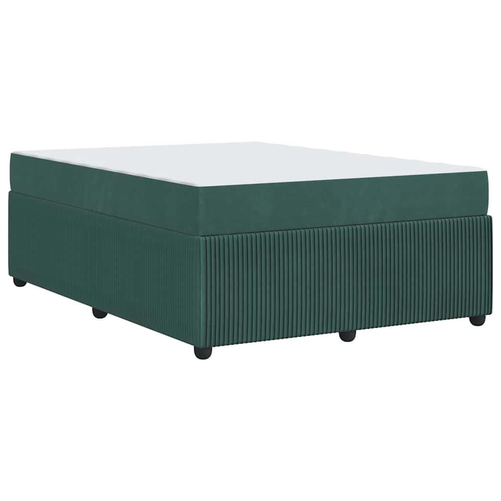 vidaXL Ramka łóżka z materacem Ciemna zieleń 160 x 200 cm tkanina
