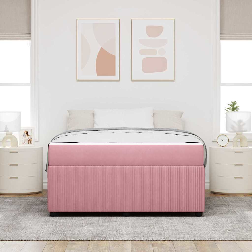 vidaXL Ramka łóżka z materacem Różowy 160 x 200 cm tkanina