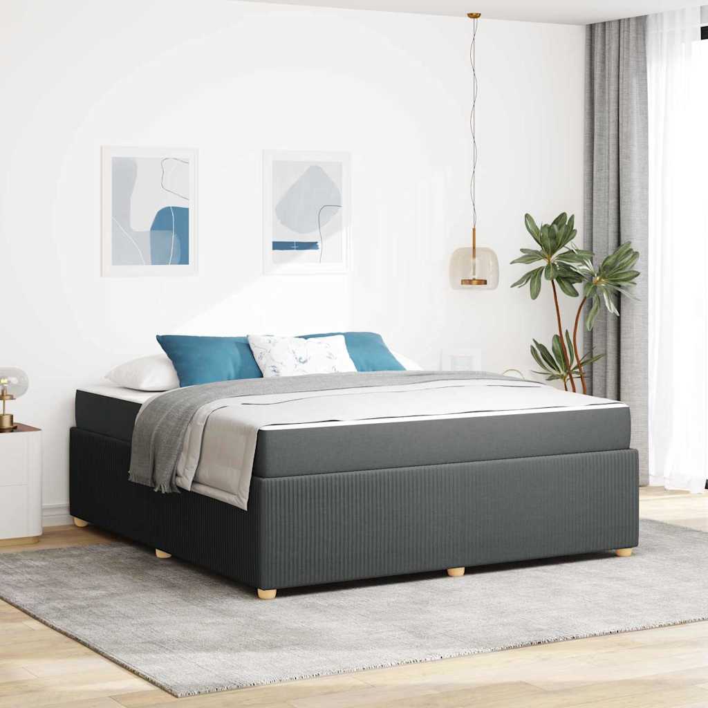 vidaXL Ramka łóżka z materacem Ciemnoszary 180 x 200 cm tkanina