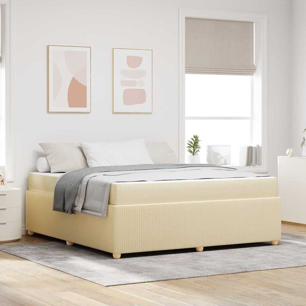 vidaXL Ramka łóżka z materacem Kremowy 180 x 200 cm tkanina