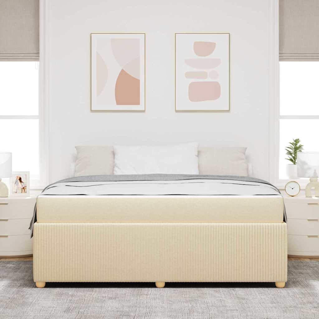 vidaXL Ramka łóżka z materacem Kremowy 180 x 200 cm tkanina