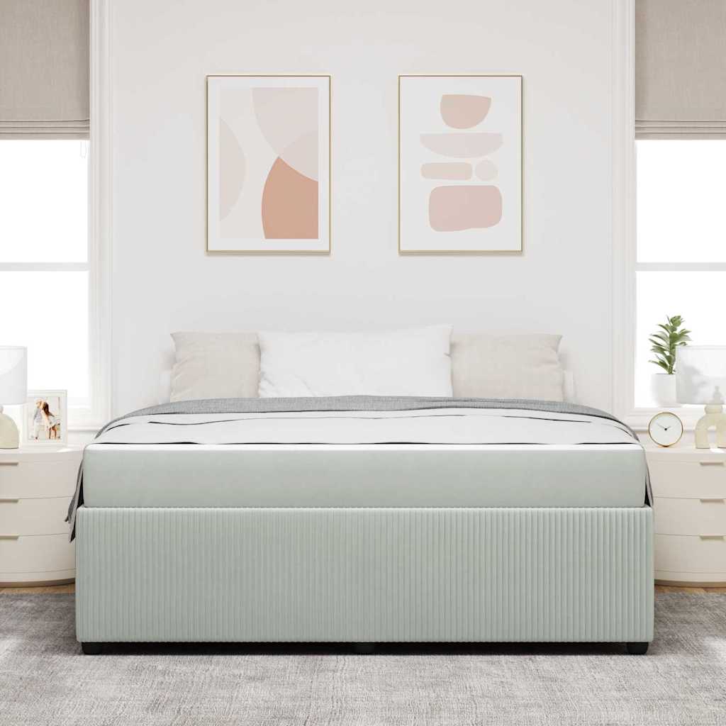 vidaXL Ramka łóżka z materacem Jasnoszary 180 x 200 cm tkanina