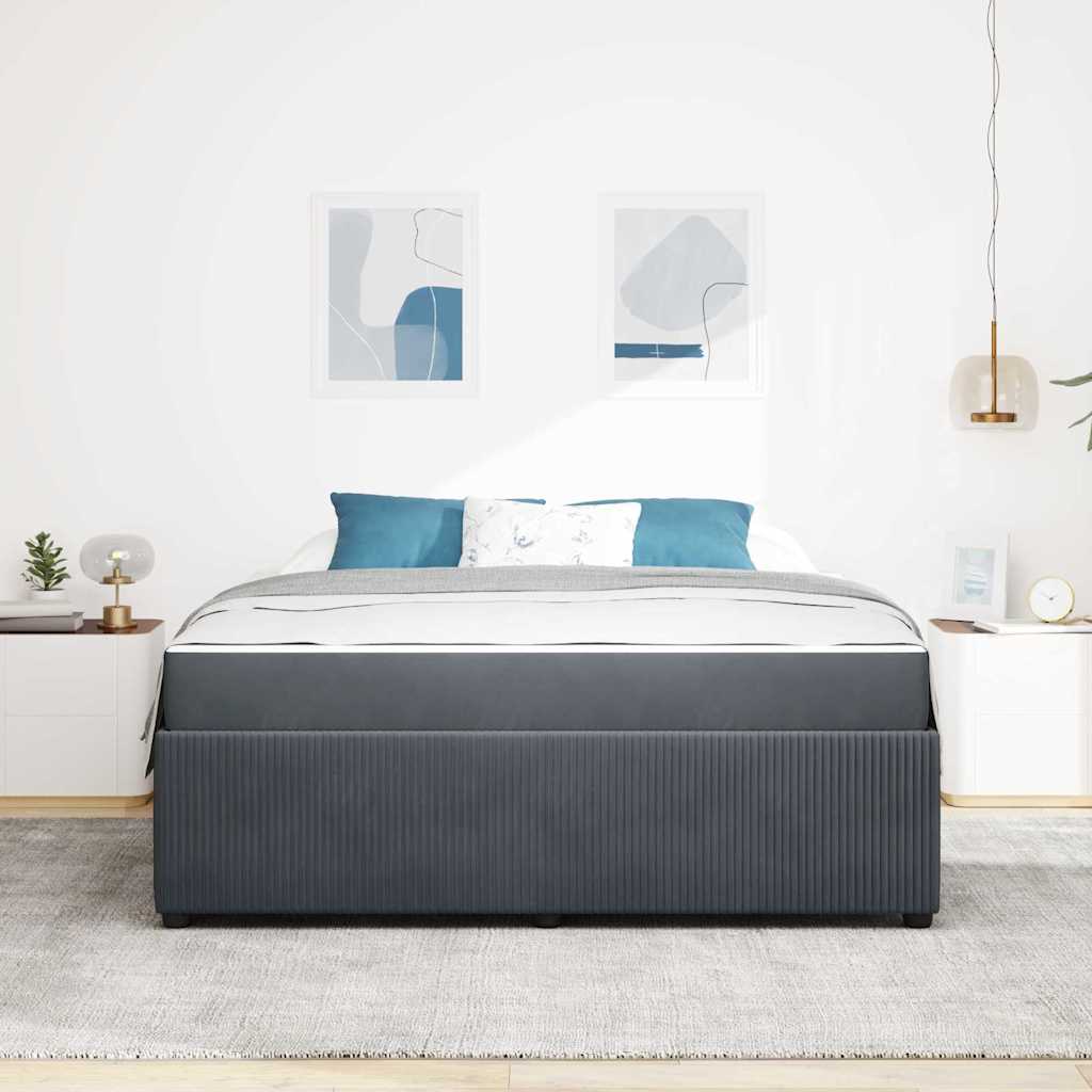 vidaXL Ramka łóżka z materacem Ciemnoszary 180 x 200 cm tkanina
