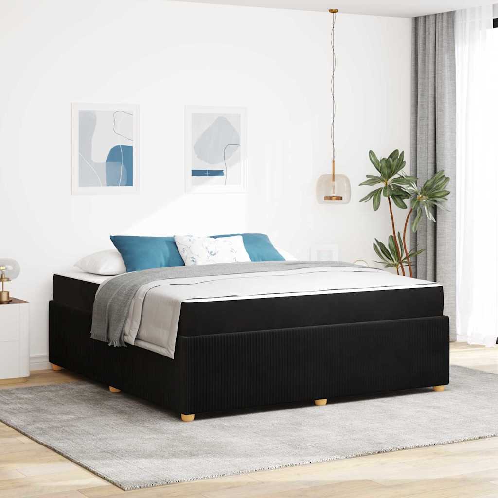 vidaXL Ramka łóżka z materacem Czarny 180 x 200 cm tkanina