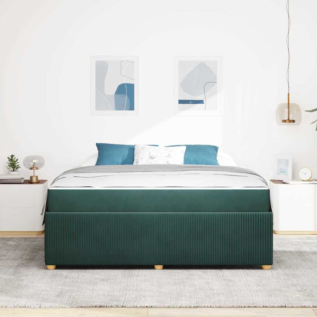 vidaXL Ramka łóżka z materacem Ciemna zieleń 180 x 200 cm tkanina