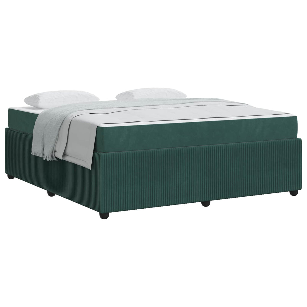 vidaXL Ramka łóżka z materacem Ciemna zieleń 180 x 200 cm tkanina