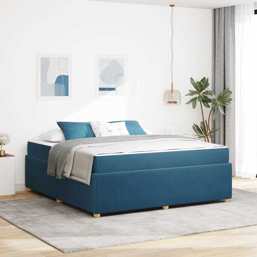 vidaXL Ramka łóżka z materacem Niebieski 180 x 200 cm tkanina