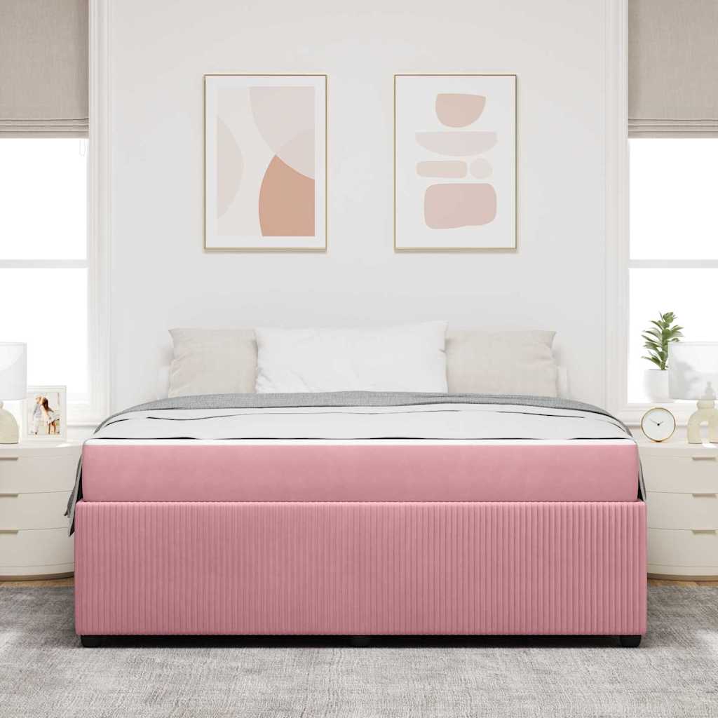 vidaXL Ramka łóżka z materacem Różowy 180 x 200 cm tkanina