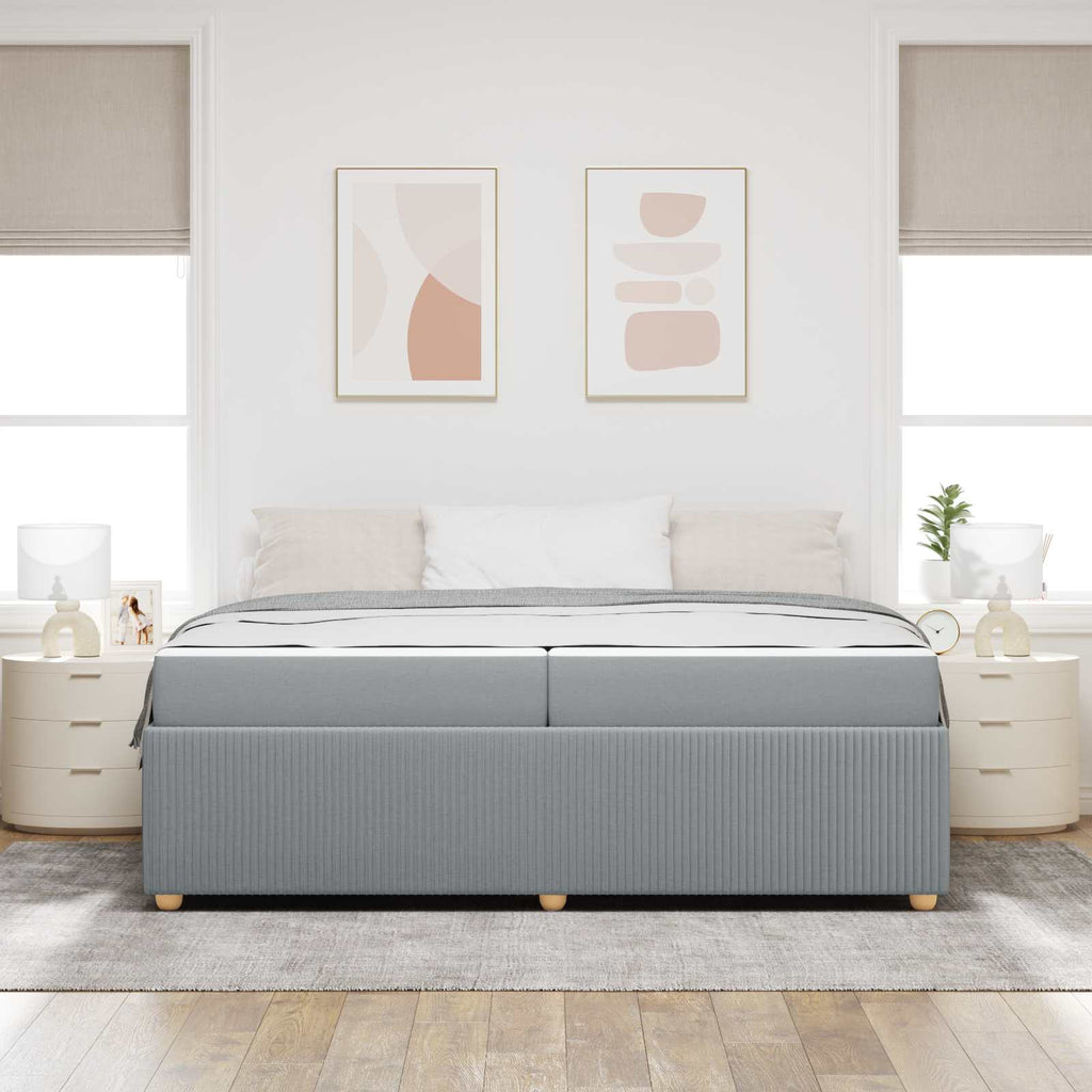 vidaXL Ramka łóżka z materacem Jasnoszary 200 x 200 cm tkanina