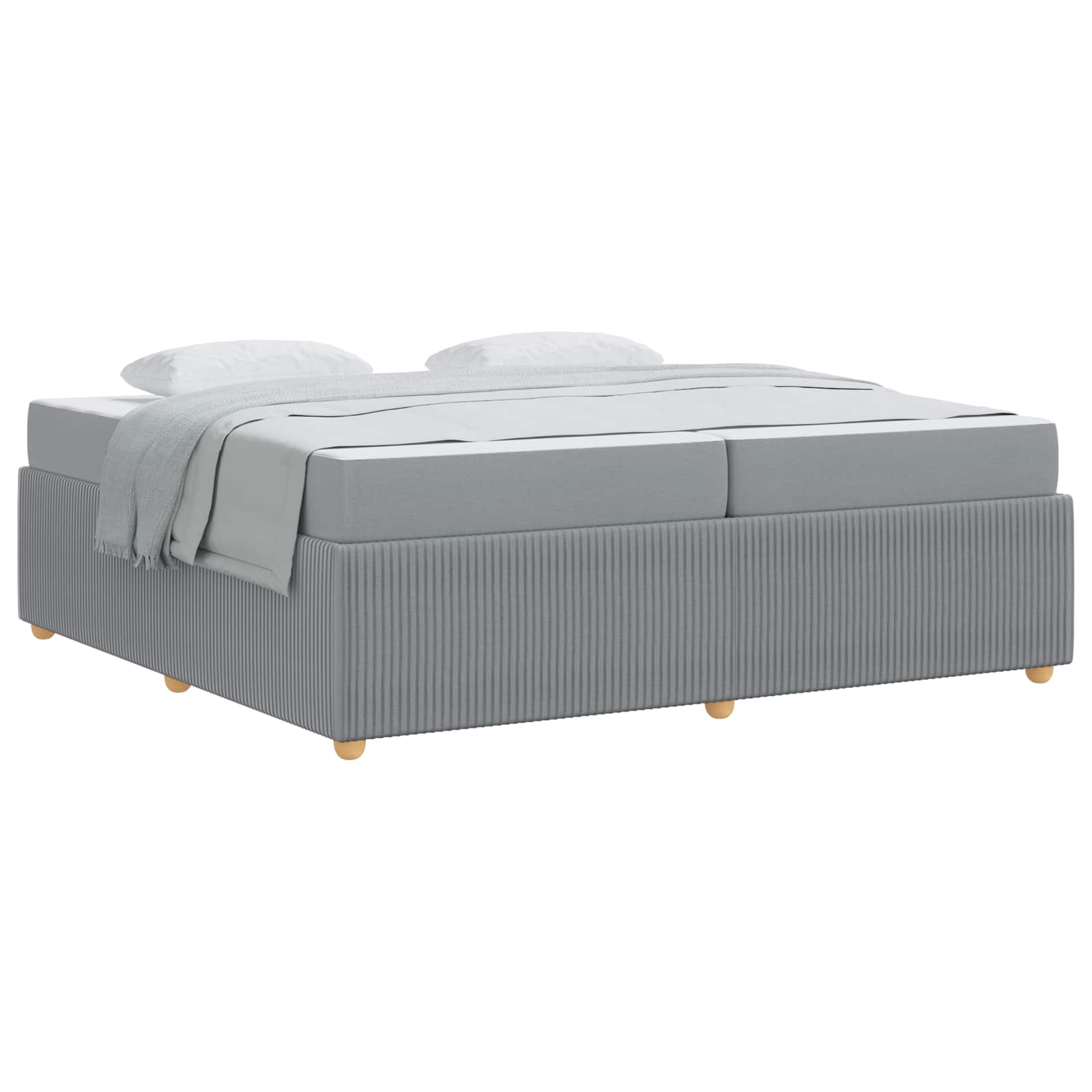 vidaXL Ramka łóżka z materacem Jasnoszary 200 x 200 cm tkanina